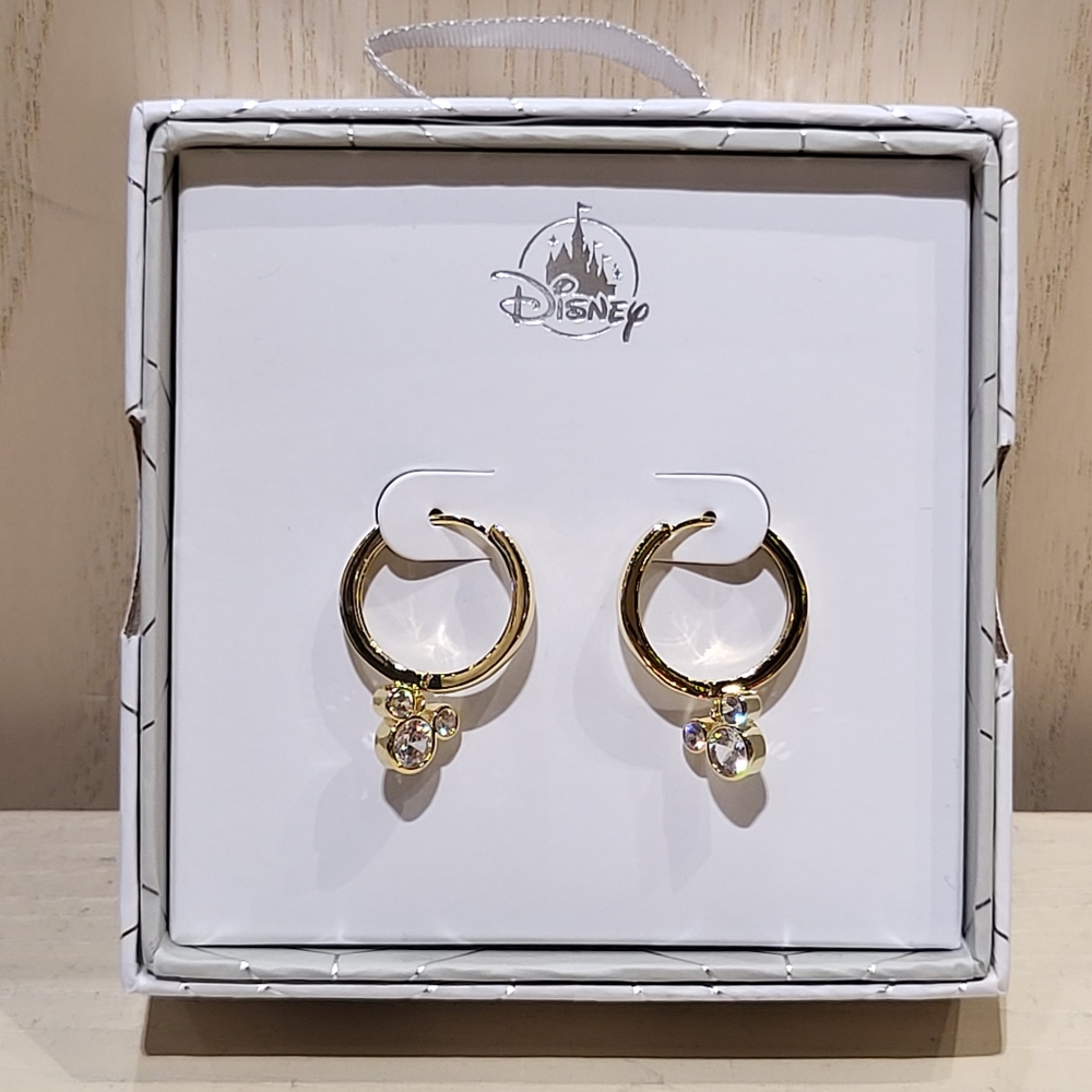 DISNEYLAND GOLD SILVER HOOP MICKEY ICON EARRINGS - Picture 1 of 3